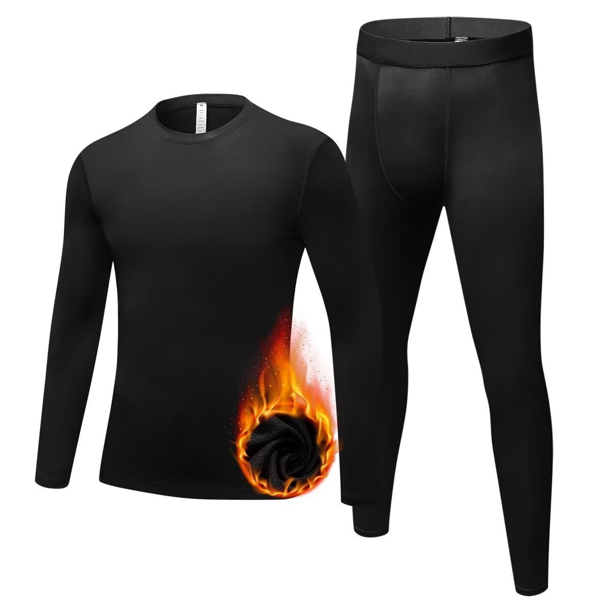 

Комплект компрессионного нижнего белья с круглым вырезом и тайтсов Sillictor для и тренировок Детское с флисовой подкладкой (Холодная погода, Дышащий, Быстросохнущий) Бейсбол,