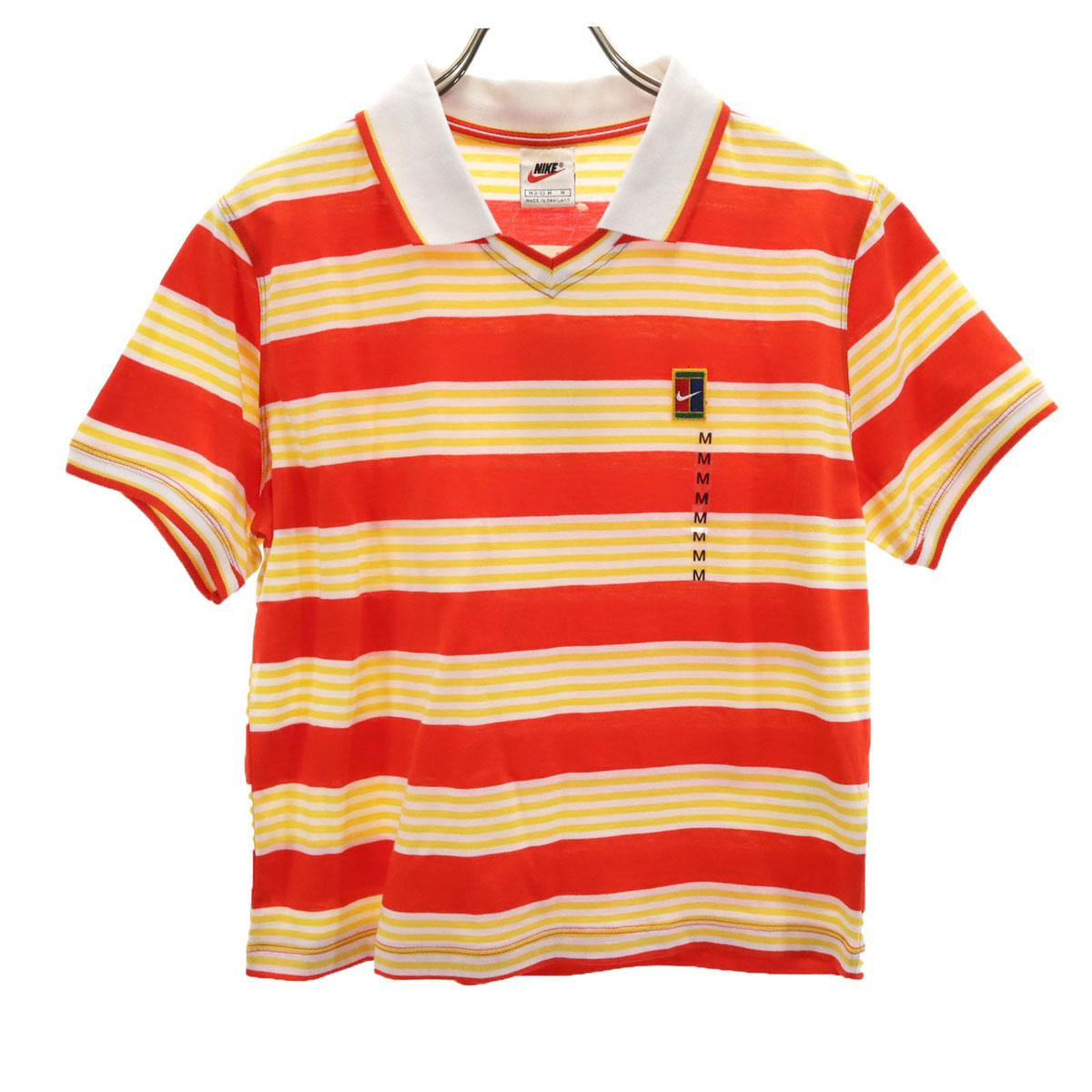 

unused NIKE 90s 00s White Tag Old Border Pattern Short sleeve With collar T-shirt Women Used