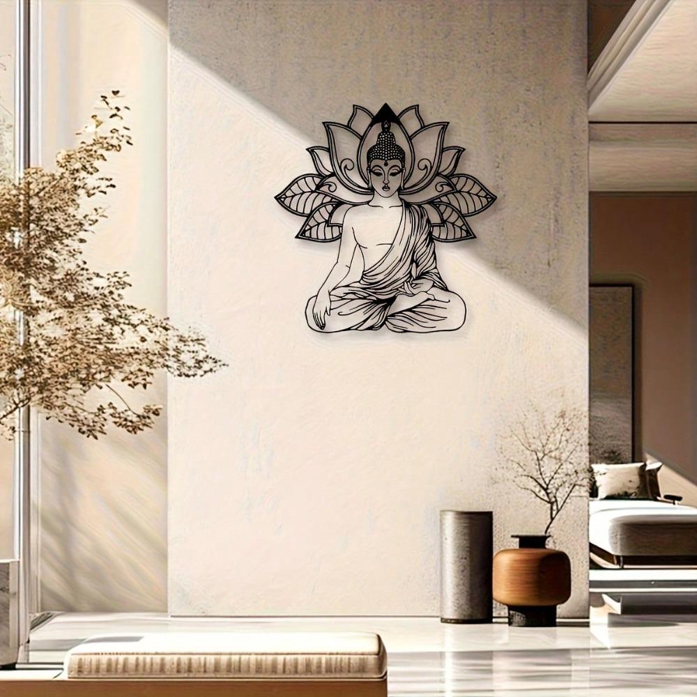 Yoga Meditation Lotus Metal Wall Art for Living Room Bedroom Balcony