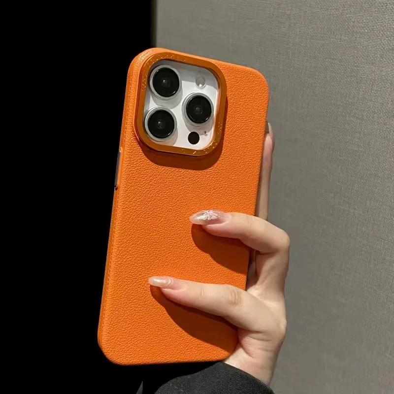 Luxury Matte Soft Leather Candy Phone Case For iPhone 15 14 Plus 13 12 11 Pro Max Lens Protection Shockproof Silicone Cover