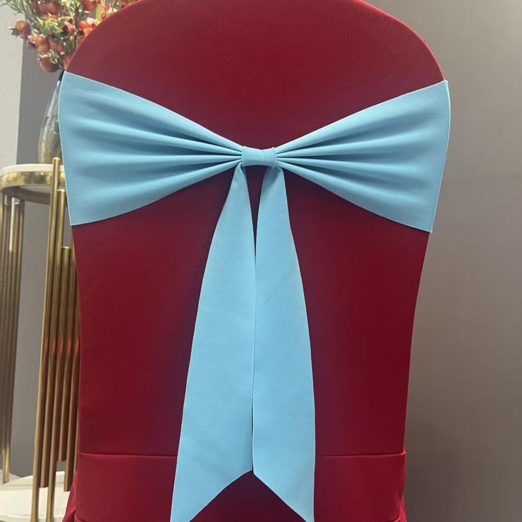 Elastic Chair Back Cover with Decorative Flower Tie for Banquets