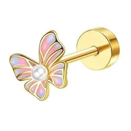 Bobisty 1PC Cartilage Earring Stud for Women Surgical Steel Flat Back Earrings Hoop Flower Snake Shape Helix Piercing Jewelry