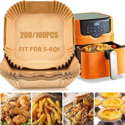 Large Air Fryer Disposable Paper Liner 23cm Non-stick Airfryer Parchment Special Baking Paper for Cooking/Steaming Basket