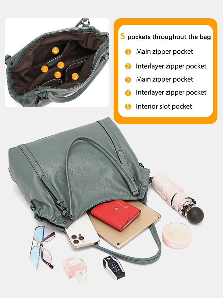 Zency Модная женская сумка через плечо из 100% натуральной кожи Сумка-хобо темно-красного — фото 5