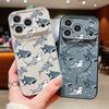Cartoon Shark Print Magnetic Phone Case For iPhone 17 Pro Max 16 15 14 13 Pro Max For Magsafe Wireless Charge TPU PC Back Cover