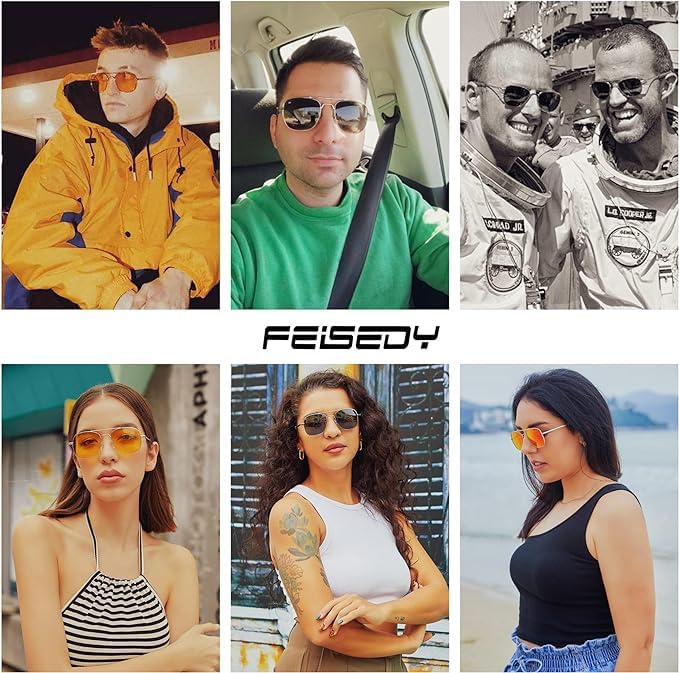 Aviator Military Pilot Bayonet for B2623 [FEISEDY] Men's Sunglasses, Polarized, Style, Mount, Temples, Driving, Travel, Shopping,