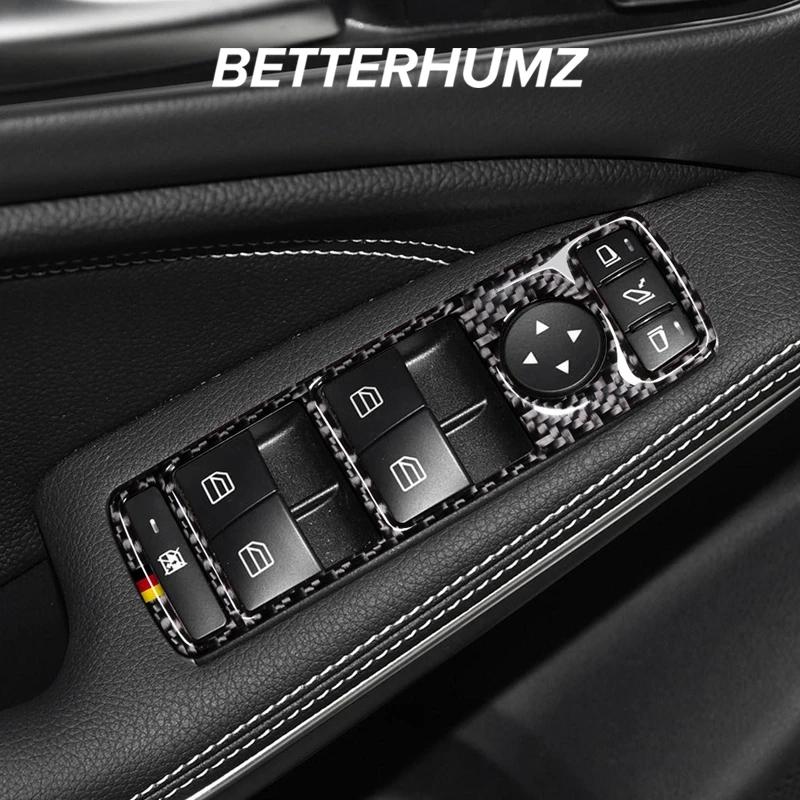 Carbon Fiber For Mercedes Benz W176 W204 W212 C Class Car Window Control Panel Sticker Interior Trim Car