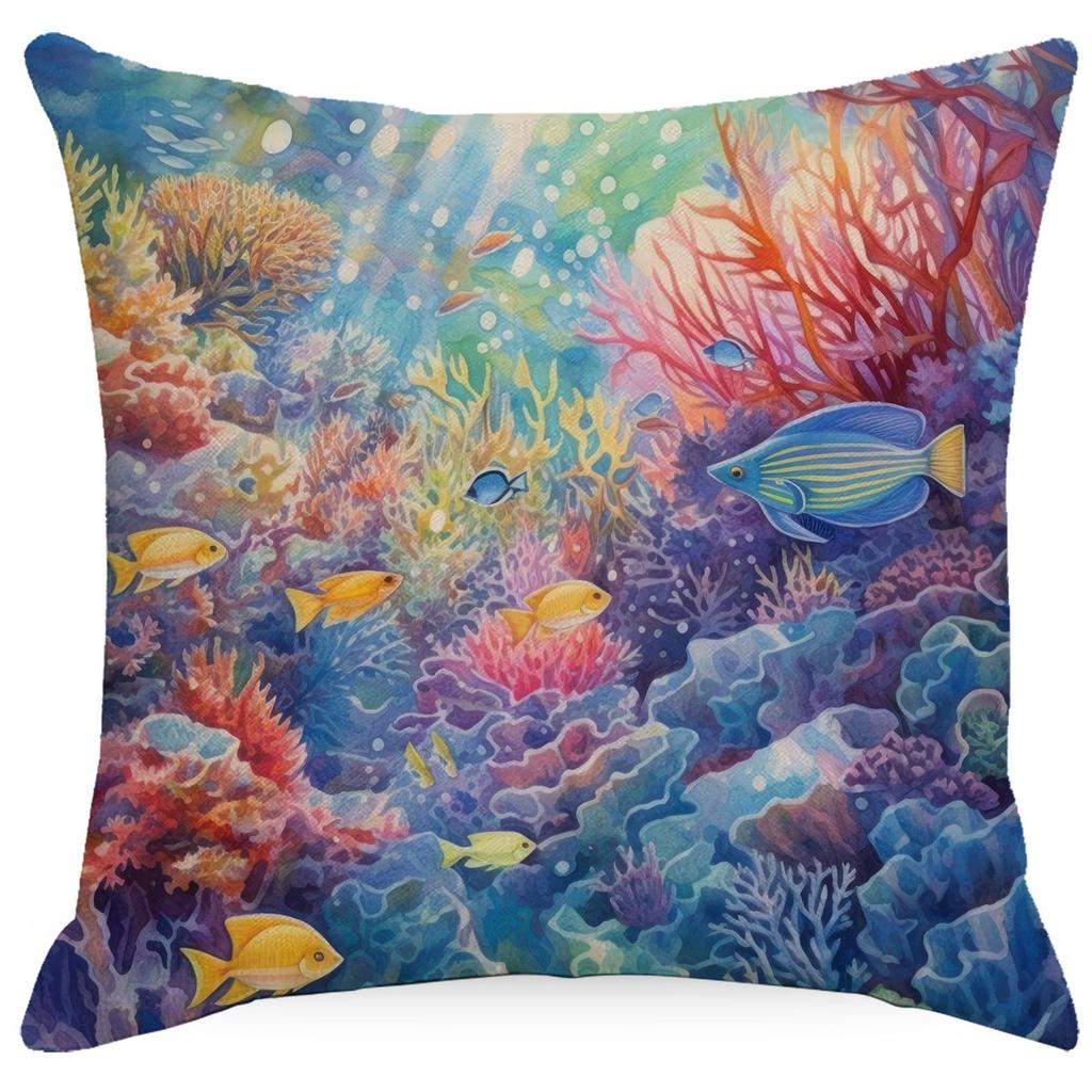 Colorful Marine Life Shell Pillowcase Summer Holiday Beach Hotel Decorative Cushion Cover