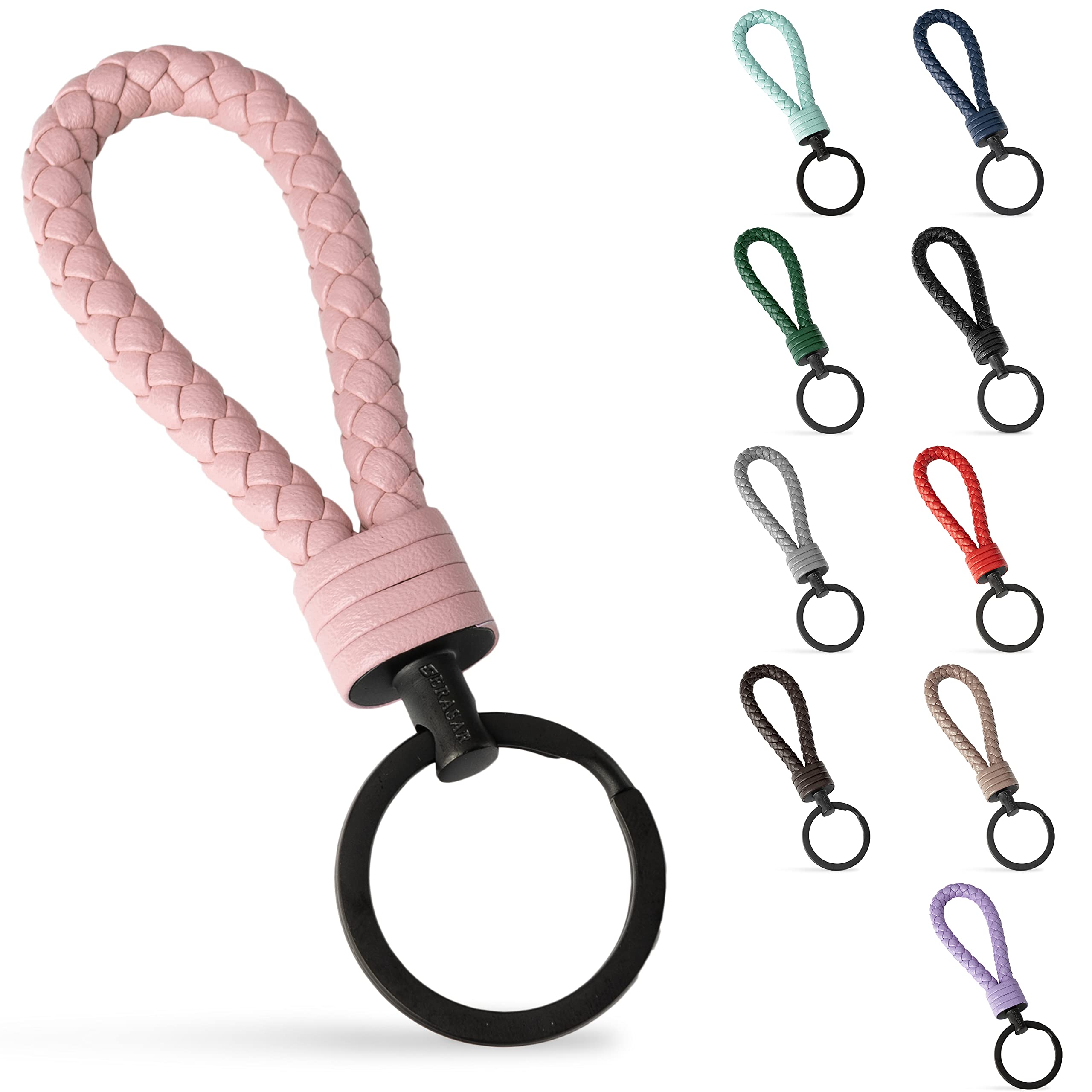 

Брелок для ключей SERASAR из полиуретана с брелоком для ключей из нержавеющей стали Strong , дополнительное маленькое кольцо Free Size розовый