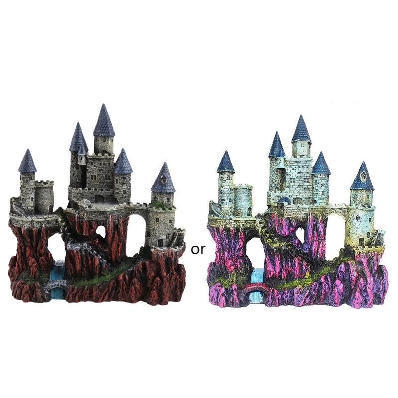 Aquarium Resin Castle Decoration Stone Cave Fish for Tank Accessories for Betta X3UC