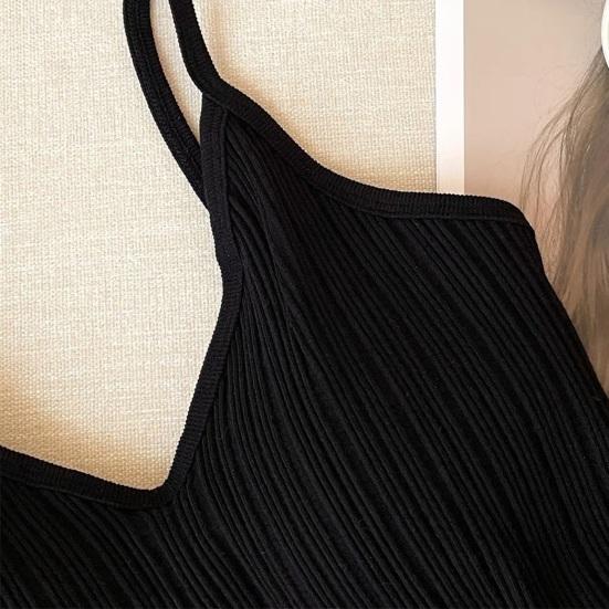 V Neck Tank Top for Women Double Lined Ribbed Sleeveless Basic Shirts with Built-in Bra Summer Padded Going Out Tops