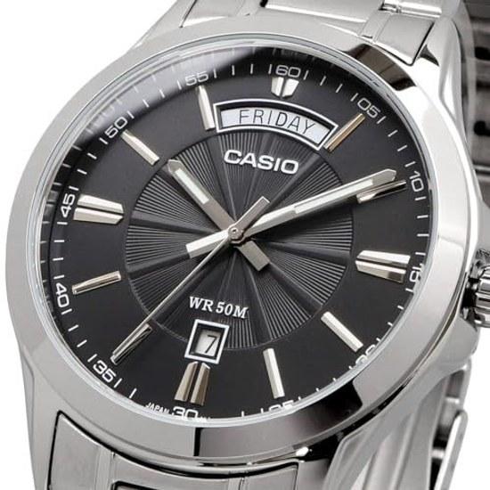 CASIO Analog Quartz Mens Wristwatch MTP-1381D-8AV Metal Band Silver Dark Gray Overseas Model