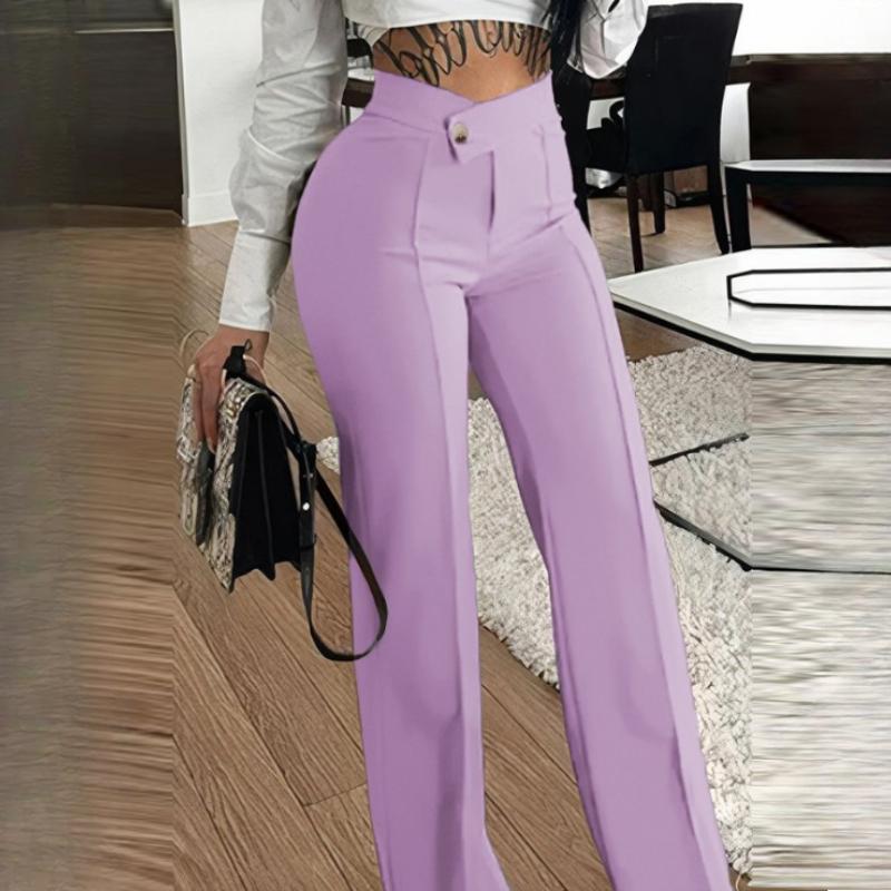Elegant Zip-Up High-Waist Work Trousers: Women's Spring Casual Daily Commute Stylish Pants