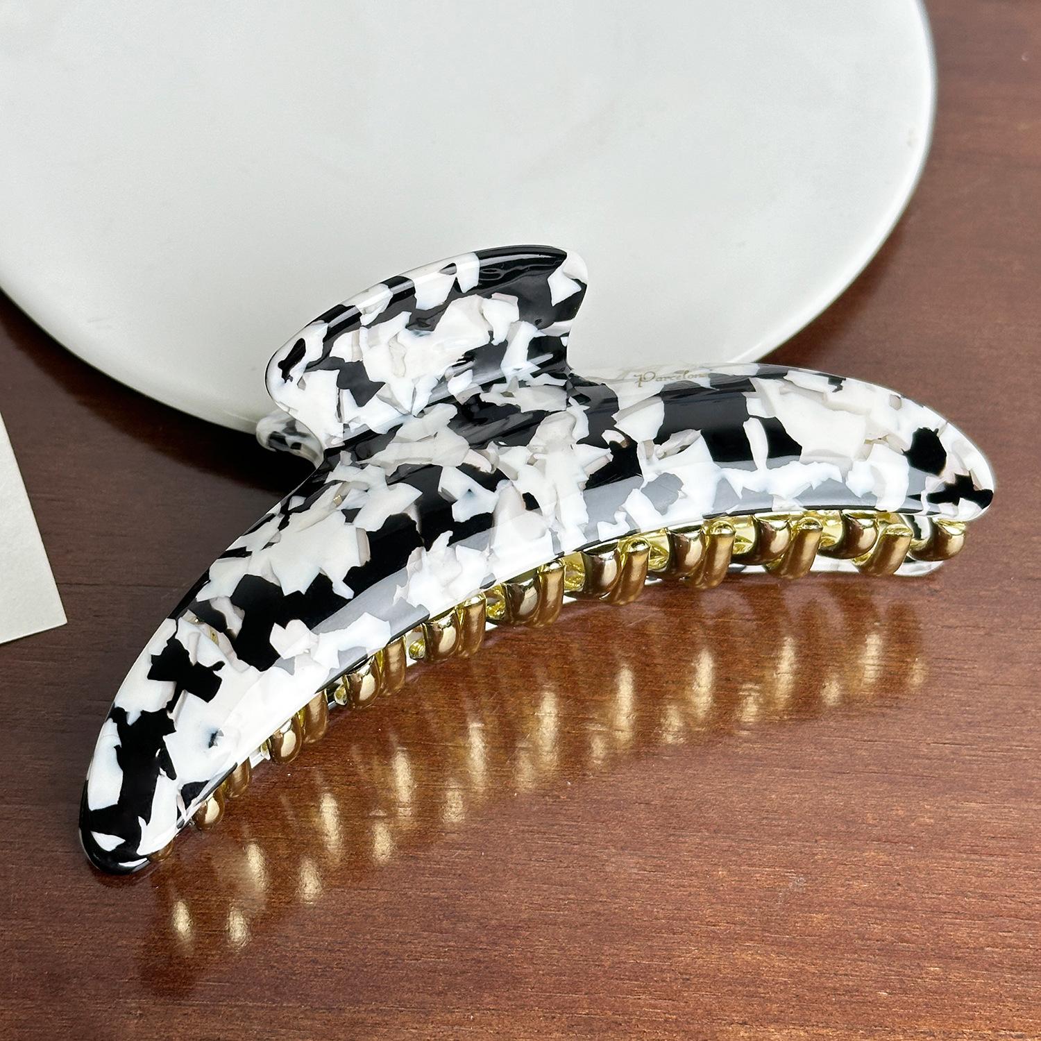 

Уникальные большие заколки-крабы для волос из высококачественного ацетата для женщин BlackWhite 12.2cm