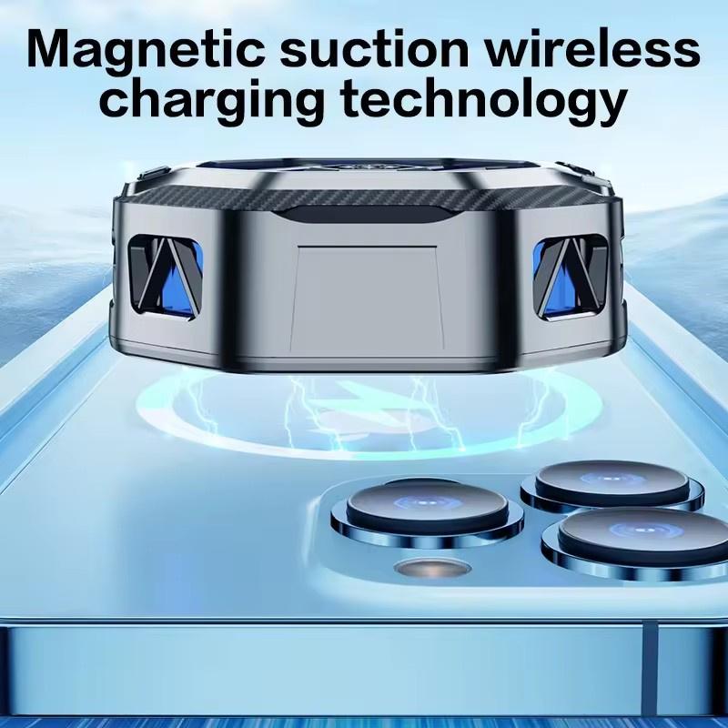 X60A Cell Phone Cooling Fan Magnetic Semiconductor Phone Cooler with Wireless Charging RGB Lighting Adjustable Cooling Levels