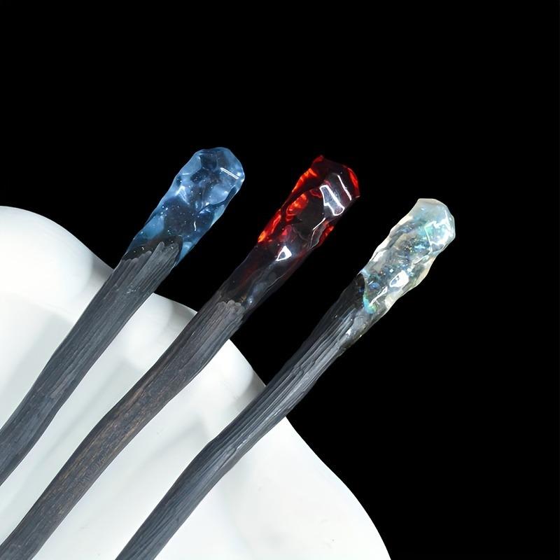 Natural Ebony Colored Crystal Women's Braided Hair Hairpin Qipao Hanfu Niche High-end Versatile Wooden Hairpin Hair Accessory