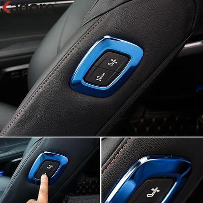 Car Copilot Seat Adjust Switch Button Cover Trim For Toyota Camry 70 2018- /Avalon - Steel Interior Accessories