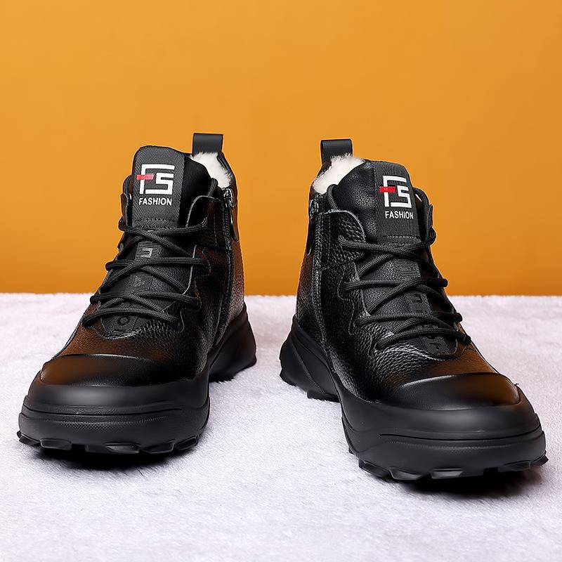 Fashion Genuine Leather Men Boots Winter Natural Cow Leather 2024 Warm Comfortable Non-Slip Men'S Winter Boots Zapatos De Hombre
