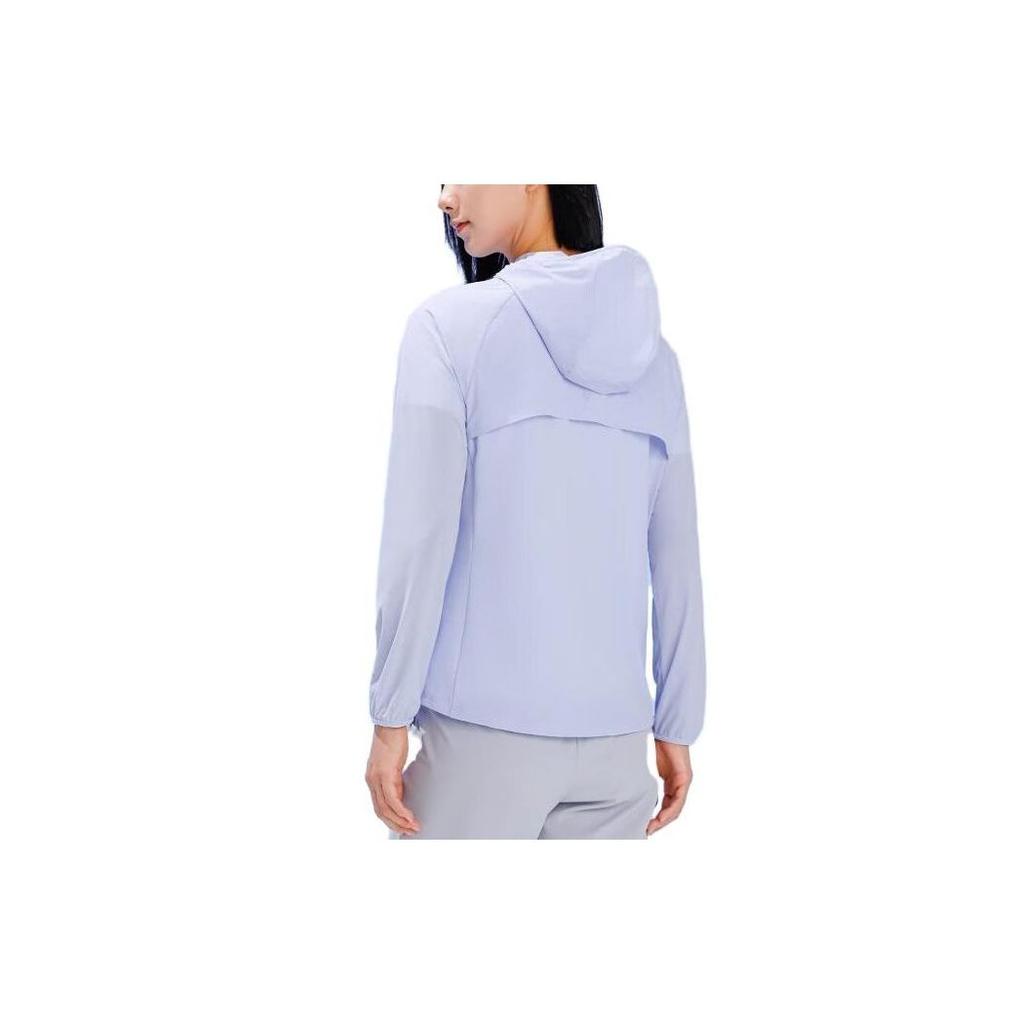 Anta Running Series Solid Color Sun Protection Hooded Windbreaker Jacket Women Outerwear Light-Purple 162325601-2