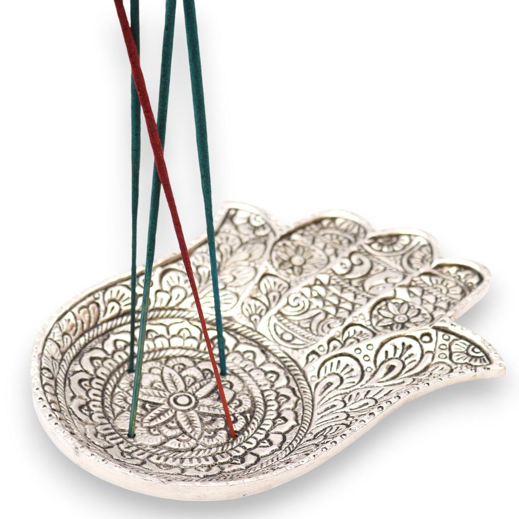 Incense Holder Hamsa Polished Aluminium Large