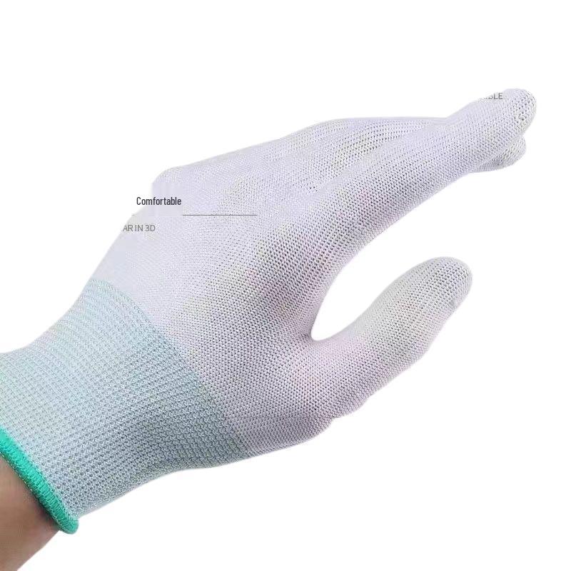 Anti-Static Nylon Work Gloves - Pure White, Labor Protection, Free Shipping