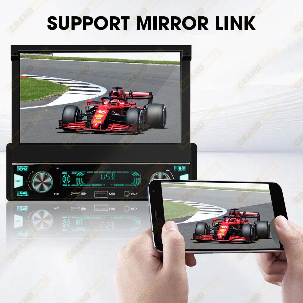 1Din 7'' MP5 Radio Player FM AM RDS Automatic Retractable Screen Wireless Carplay Android Auto Multimedia USB Type-C Car Stereo