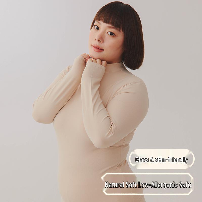 Women's Pure Cotton Antibacterial Slim Wool Sweater - Medium Collar, Brushed Inner Layer, Base Top for Autumn.