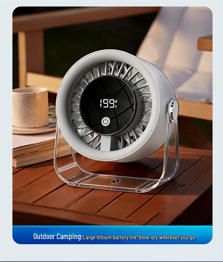 USB Rechargeable Wall-Mounted Desktop Fan with Digital Display