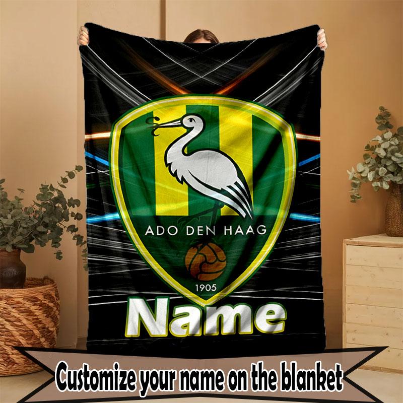 Custom Name Personalized ADO Den Haag Print Blanket, Home Decor, Bedroom, Sofa, Camping, Couch, Gifts for Birthday Christmas