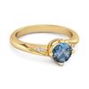London Blue Topaz Classic Solitaire with Accent CZ Ring - 925 Sterling Silver Gold Vermeil