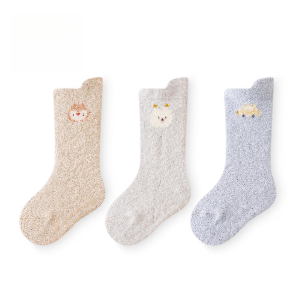 Children's Mid-Calf Socks Mink Velvet Warm Baby Socks Loose Mouth Non-Tightening Foot Seamless Glue Anti-Slip Floor Socks