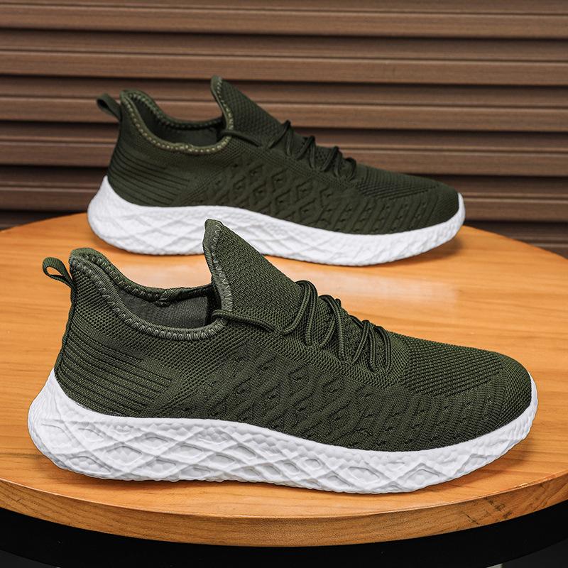 

Осенняя мужская обувь кроссовки из сетки с плетением муха , парные, большого размера, повседневная обувь для бега, уличная, дышащая, с низким верхом, модная обувь 45 армия зеленый