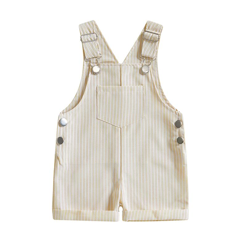 

Summer Toddler Baby Boys Girls Stripe Print Rompers Overalls Casual Sleeveless Button Playsuit Shorts Outfits 3-6M хаки