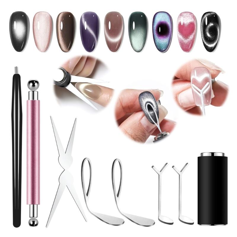 Innovative Magnetic Pen Cats Eye Magnets Set For DIY Cats Eye Nail Art And Gel Polishing Styling Tool for Nail Artists