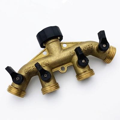 3/4" latão 4-way divisor torneira desviador, jardim irrigação água distribuidor válvula controlador