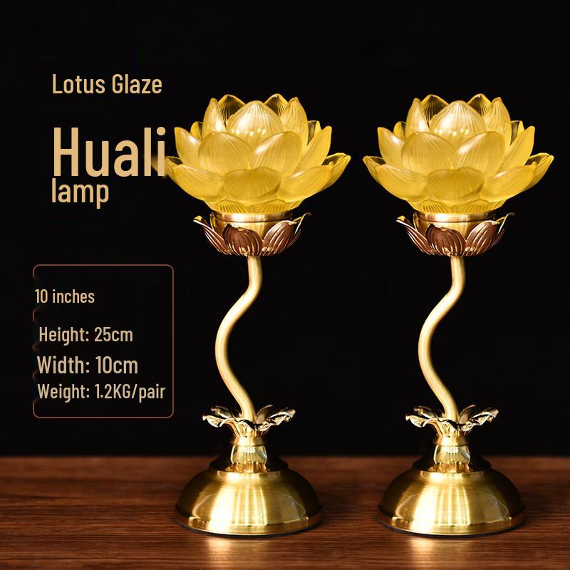 Seven-Color LED Crystal Lotus Lamp for Buddha and Guanyin Offerings