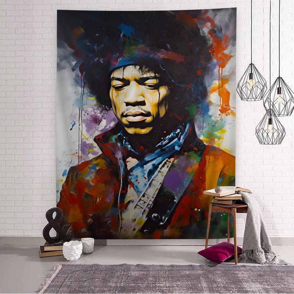 Jimi Hendrix DIY Wall Tapestry Hippie Flower Wall Carpets Dorm Decor Wall Art Decor