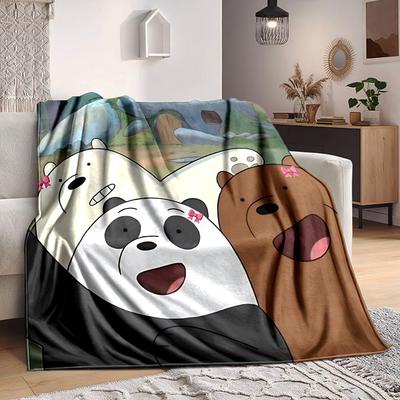 1 Stück We Bare Bears Flanell-Kuscheldecke Leicht Weich Warm Ganzjahresdecke für Sofa, Bett, Reisen,L1028156
