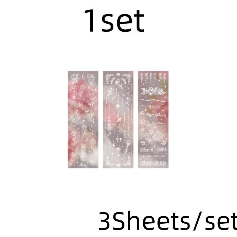 3 Sheets Butterfly Moon Star Stickers PET Transparent Decorative Stickers For Craft Album Journal Scrapbooking