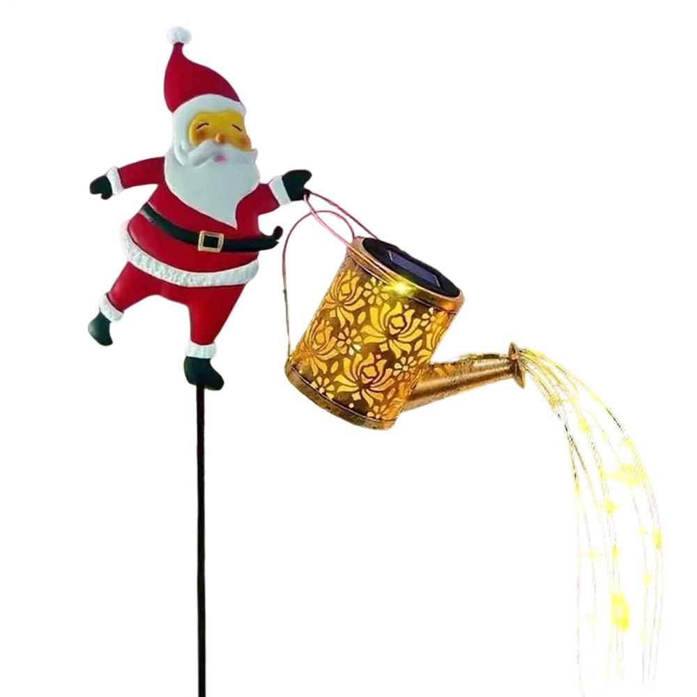 Solar Lawn Santa Kettle Lights Solar LED Waterproof Decorations Christmas Garden Lawn Decorative Light for Holiday Party Church