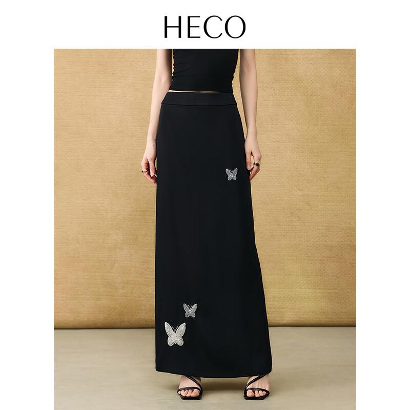 HECO  Hidden Butterfly  Beaded Embroidered Straight Midi Skirt L