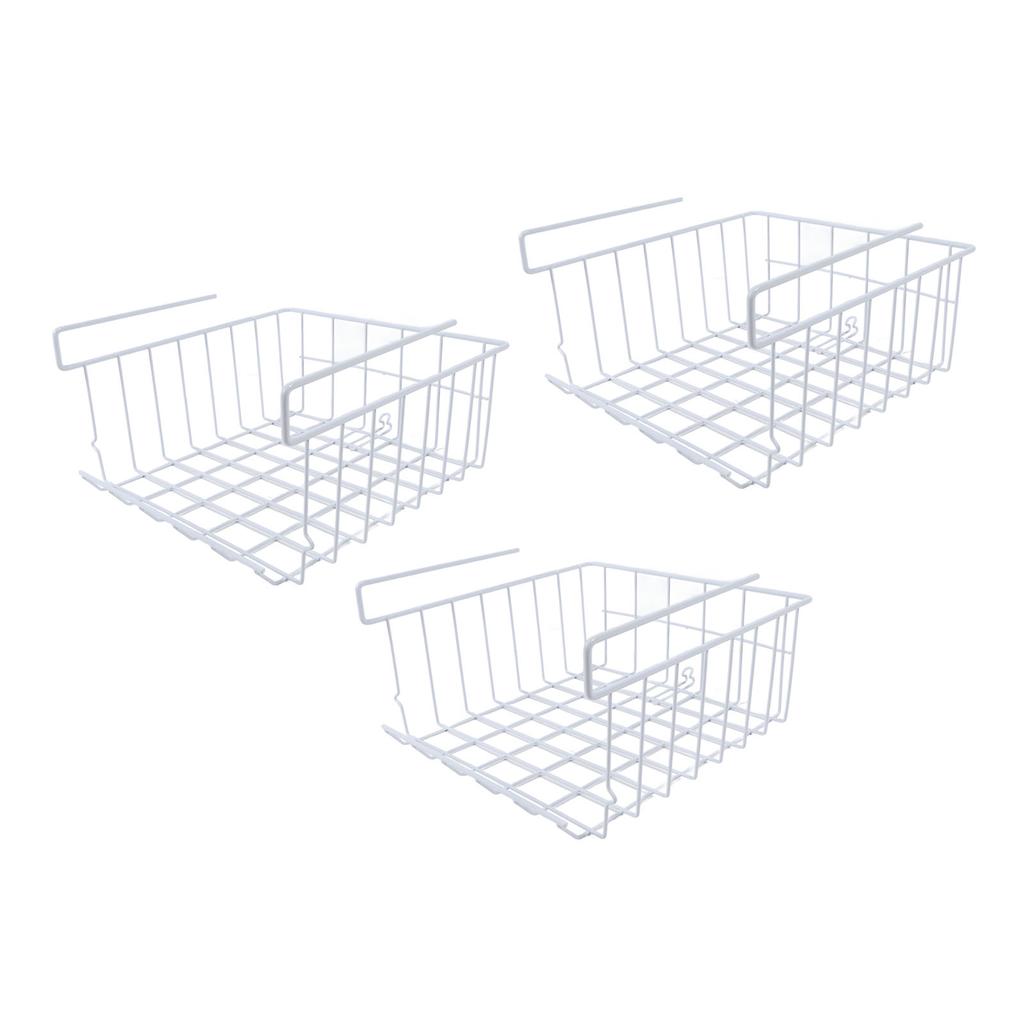 3pcs Under Shelf Storage Basket Iron Space Saving Multifunctional Hanging Under Cabinet Organizer