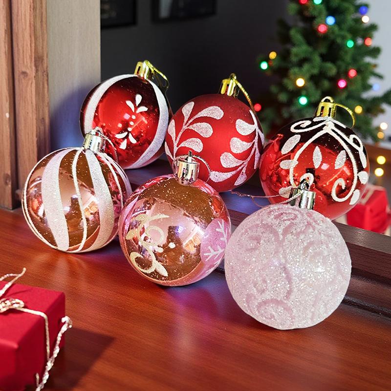 

Y 6Pcs 6CM Christmas Balls Hanging Xmas Tree Pendant Ornaments for Party Wedding Decor New Year Navidad Gifts Home Decoration 6cm
