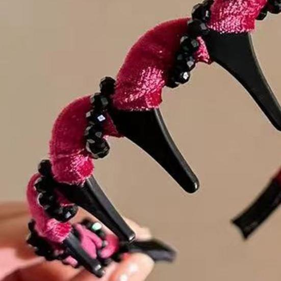 Rhinestone Hairband Elegant Vintage Non Slip Hair Hoop for Women Girls Fashionable Bridal Hair Accessory