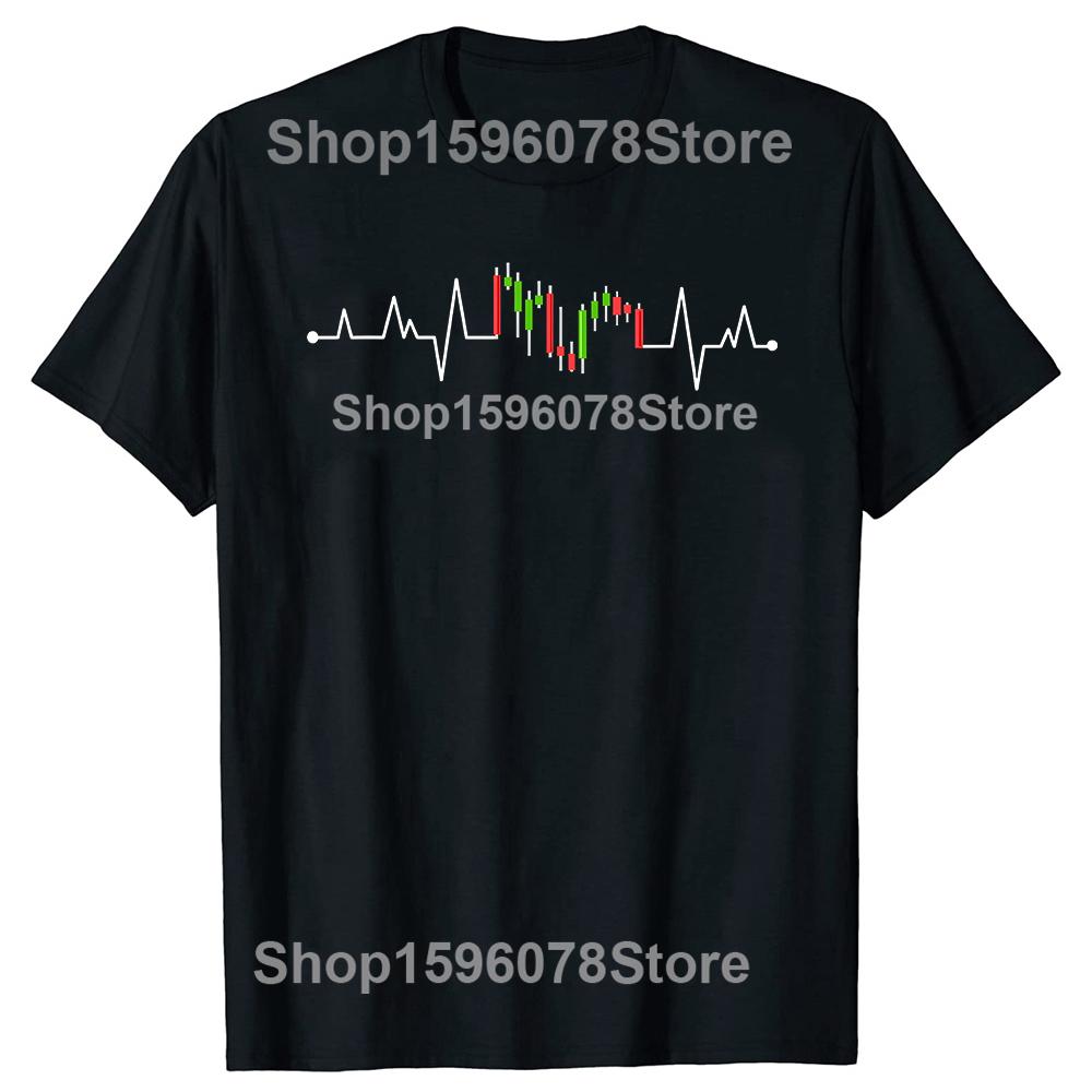 Day Trading Stock Exchange Share Price Heartbeat Trader Tshirts Men Print Loose Oversized Streetwear Hip Hop Unisex T Shirt