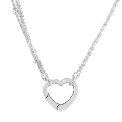 Open Heart Necklace Original 925 Sterling Silver Link Chian Necklaces & Pendants for Women Fashion Jewelry