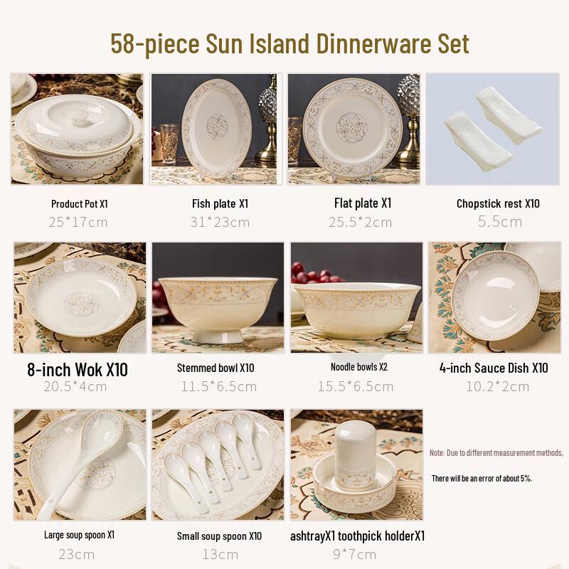 JANLA Nordic Ceramic 58-Piece Dinnerware Set