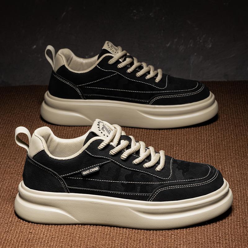 Men Casual Leather Vulcanized Shoes Fashion Designer Platform Sneakers Outdoor Antiskid Driving Tennis Running Trainers 2024New