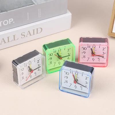1 buc Mini ceas deșteptător cu cristal pătrat, ceas deșteptător cu cuarț, ceas de masă cu baterii, ceasuri de dormitor pentru dormit și studiu, decor pentru casă