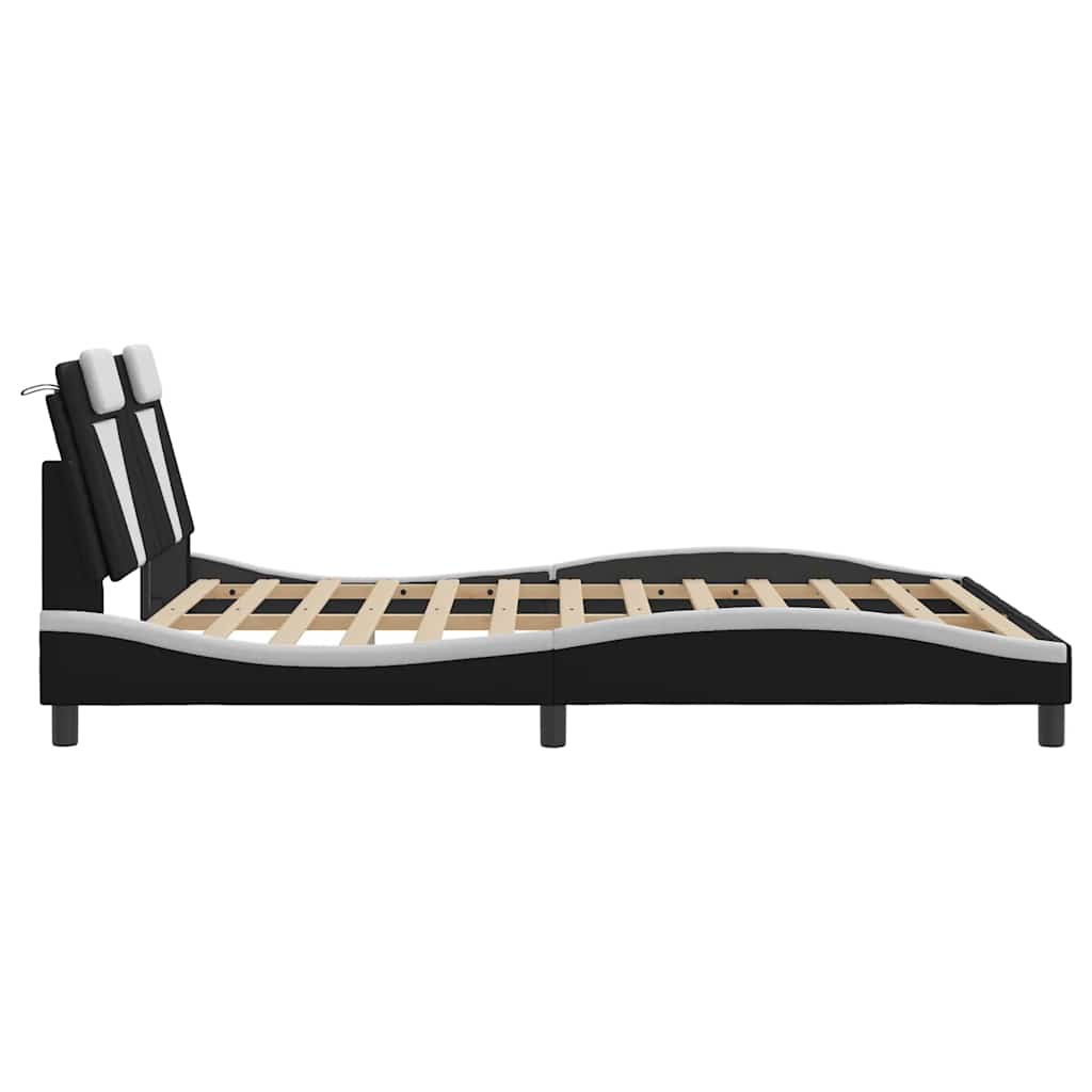 Bed Frame Viana without Mattress Black and White 160x200 cm Faux Leather